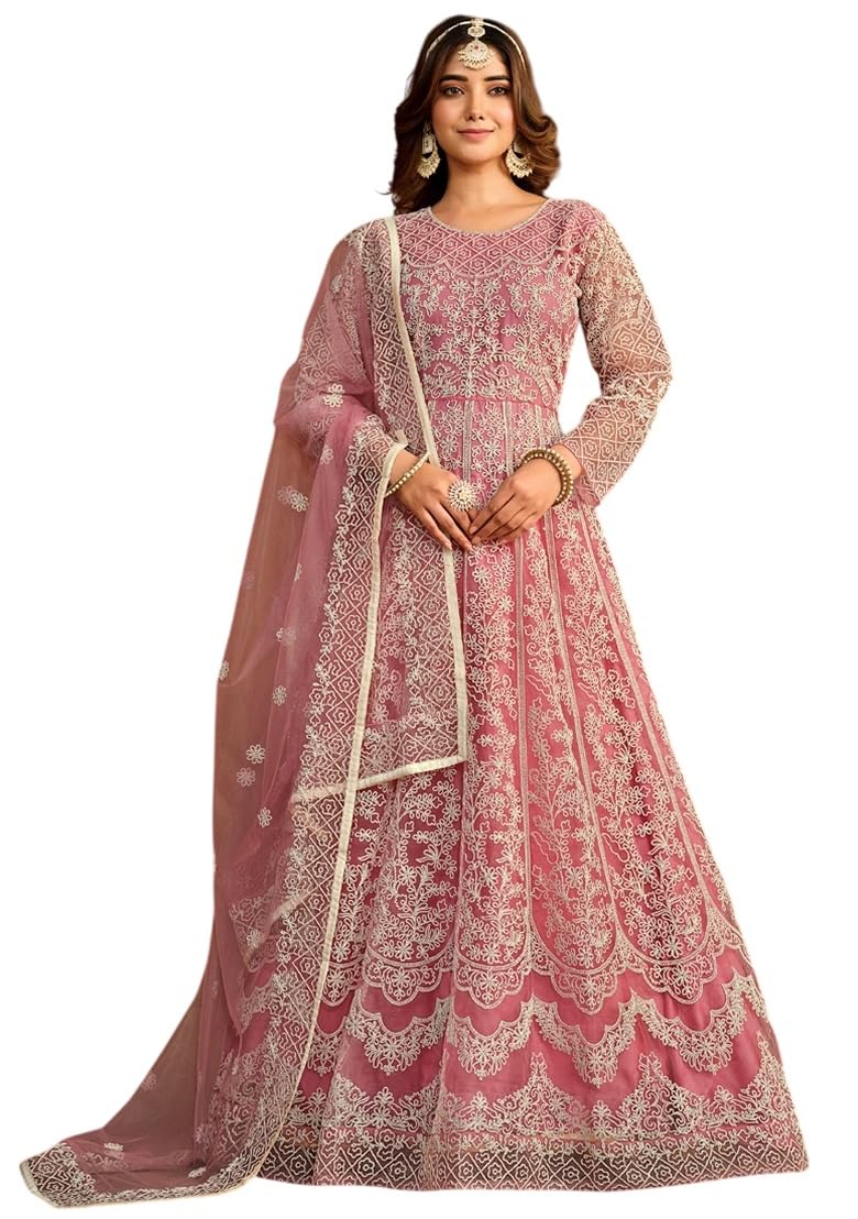 Women's Net Embroidered Semi-Stitched Gown (Myra Gown-New)-image-16