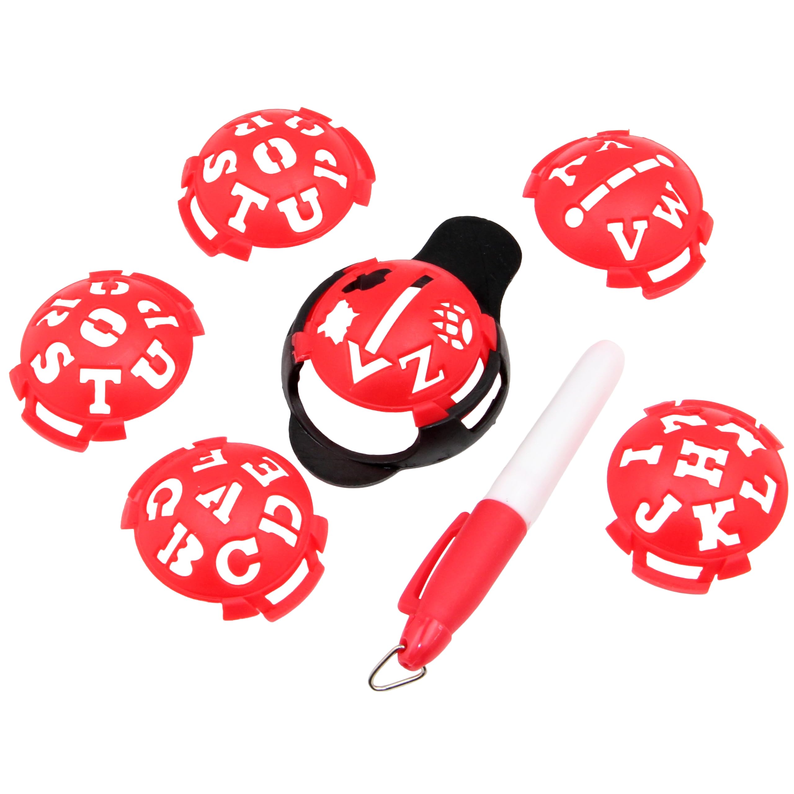 RHINORO Golf Ball Line Marker Set, 6 Templates with Marking Pen, Red and Black Options (Marker Set + Red Pen)