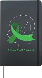 Women In May We Wear Green Mental Health Awareness Hardcover Journal, Black
