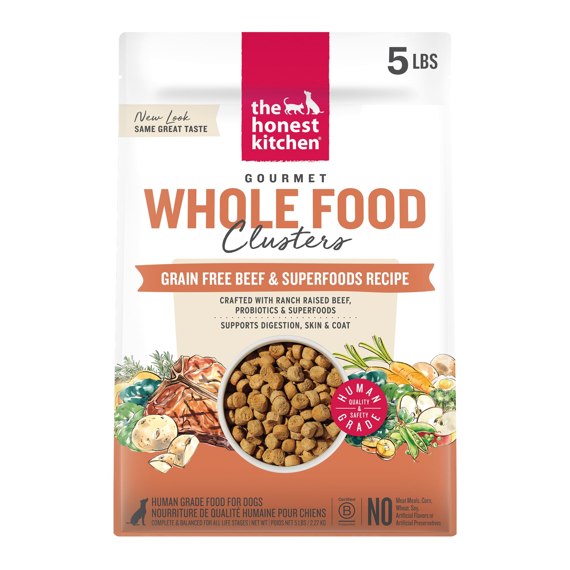 The Honest Kitchen Human Grade Whole Food Clusters Dry Dog Food - Grain Free Beef 5 lb Bag