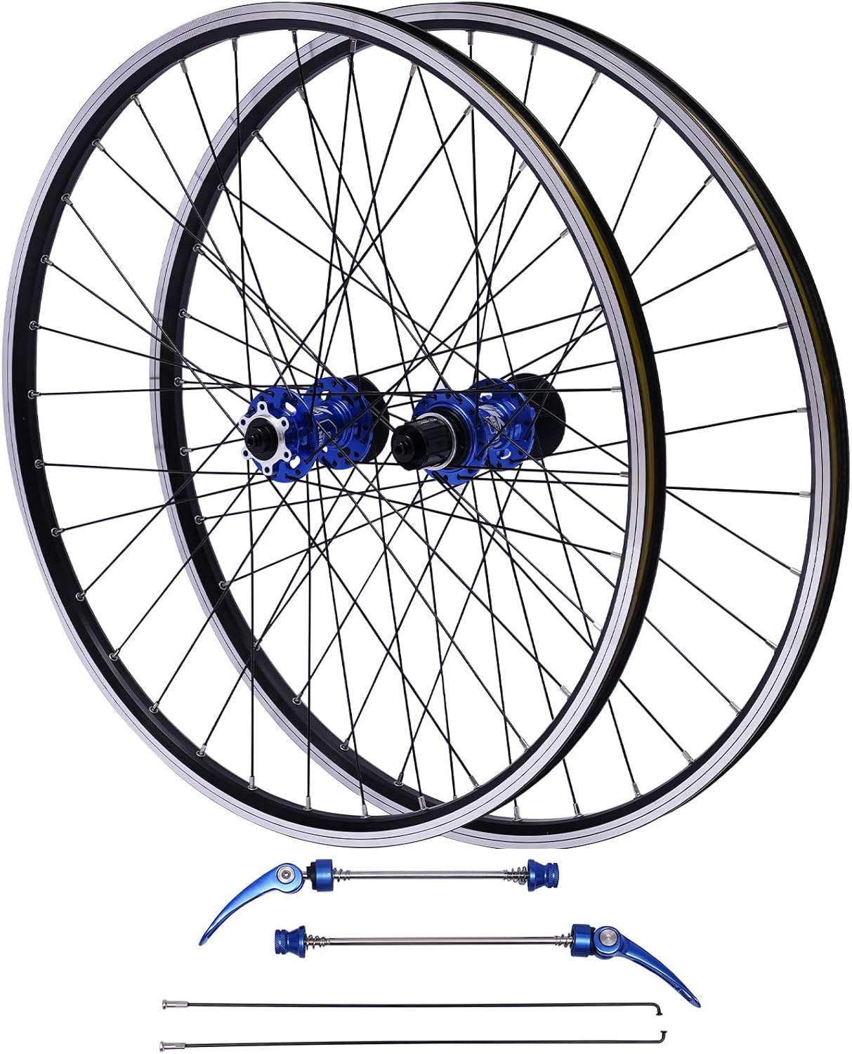 27.5Inch Mountain Bike Wheelset Quick Release Front Rear Black Wheels Aluminum Alloy Rim Disc Brake MTB Wheelset Double Six-Hole Disc Mountain Bike Wheelset