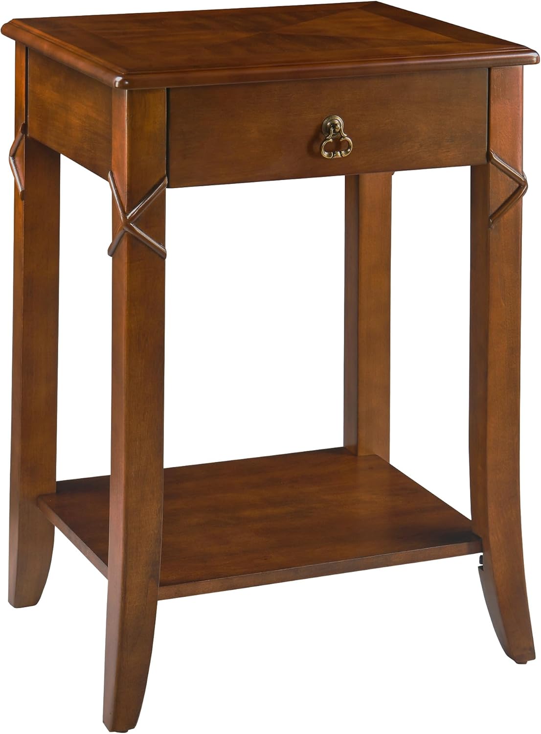 Cherry Wood End Tables Side Tables for Living Room, Solid Wood End Table Accent High Tables, Mid Century Queen Anne Bedside Table, 19.7"Wx15.7"Dx27.6"H, Easy Assembly, Cherry Brown GBJ-DR200