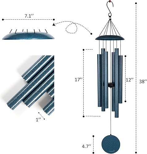 Miniatura 9 de Campanillas de viento grandes para tono profundo exterior, campanillas de viento de 48 pulgadas para exteriores, campanillas de viento de tono