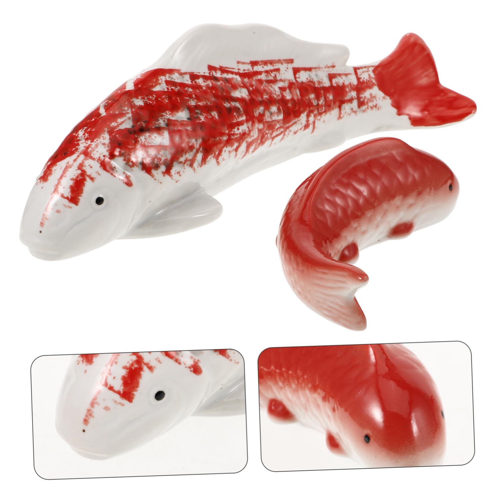 Kisangel 4 Pièces Ornement De Poisson Rouge en Céramique Aquarium Poisson Flottant Animaux Flottants Artificiels Artisanat sous-Marin D'aquarium Bateau sous-Marin D'aquarium Animal