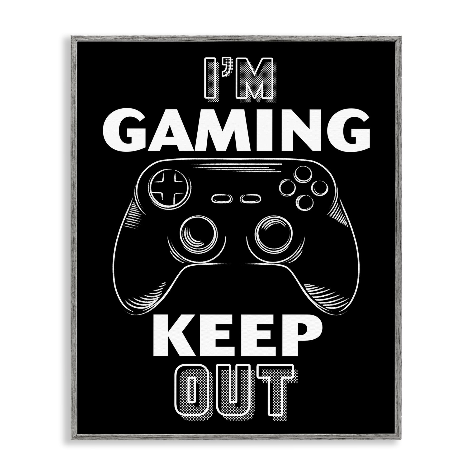 Stupell Industries Farmhouse Gray (Textured) 'I'm Gaming Keep Out'| Framed Giclee Art