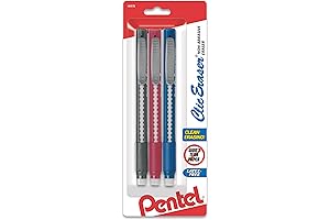 Pentel Clic Retractable Erasing Mate White Eraser, 3-Pack