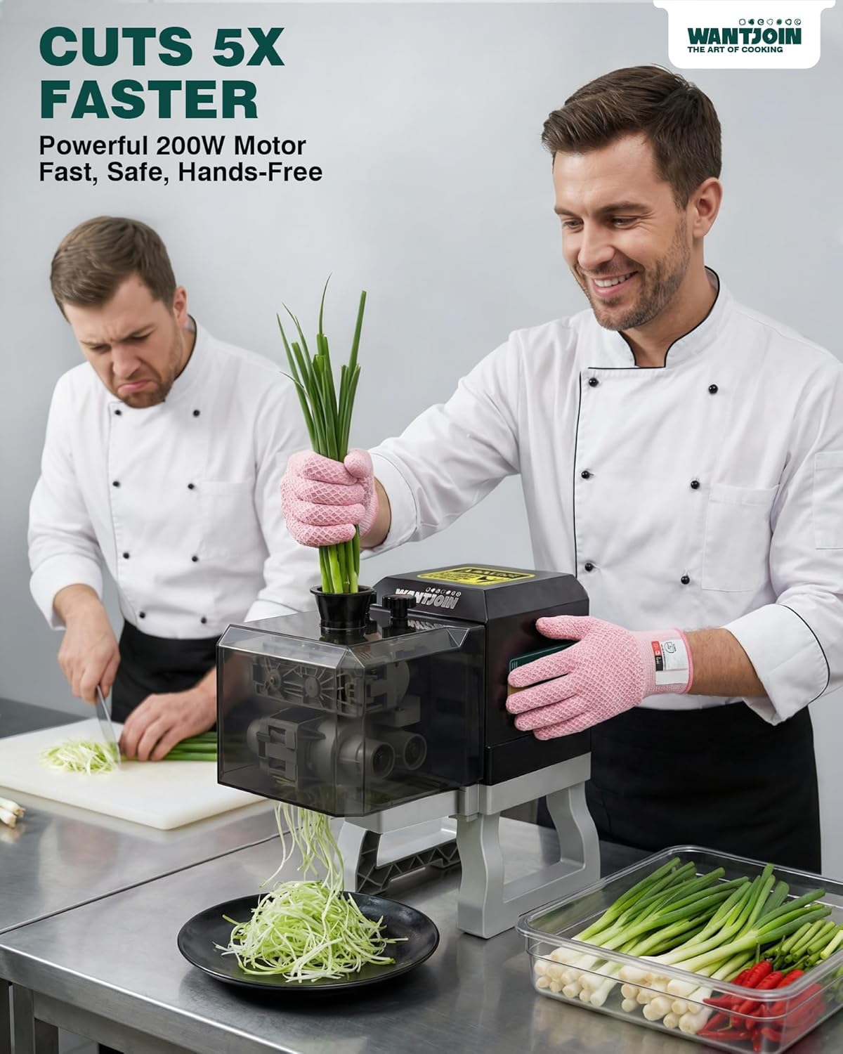 WantJoin Electric Scallion Shredder - Commercial Green Onion Slicer 5 Times Faster Green Onion Cutting Machine, Precise 3mm Blade, Scallion Shredder For Garlic Sprouts, Chives, Home & Restaurant