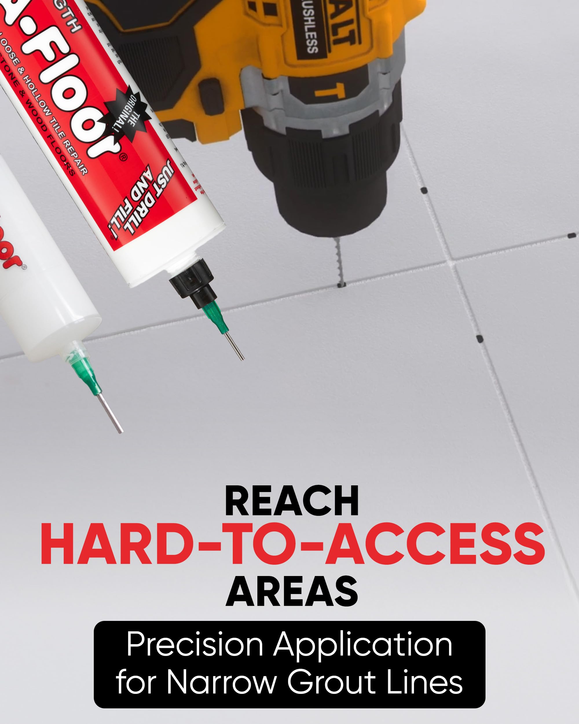 Fix-A-Floor Precision Injector Kit – Laminate Floor Repair Kit with Steel Syringe – Floor Tile Adhesive Applicator – Reusable Wood Repair Kit for Narrow Grout Lines