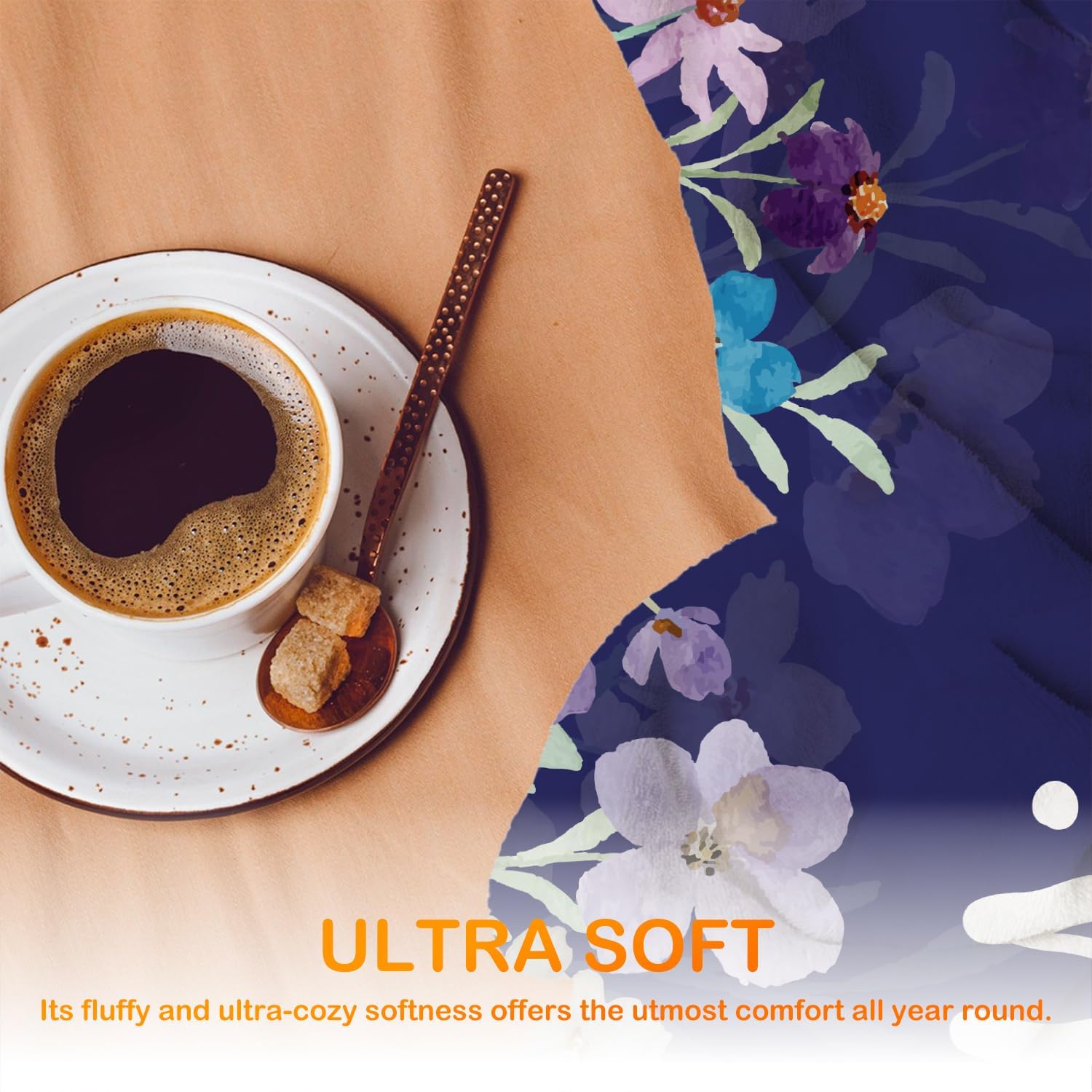 Purple Blue Yiayia Grandma Blanket, Grandma Gifts from Grandkids, Grandmother Gifts for Birthday Christmas, Yiayia Wildflower Throw Blankets for Bedroom Living Room Home, 50x60 Inches - Image 4