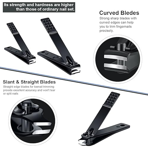 Miniatura 4 de Cortaúñas profesional de acero inoxidable, kit de viaje y aseo para uñas, herramientas de manicura y pedicura, juego de 18 piezas con estuche de