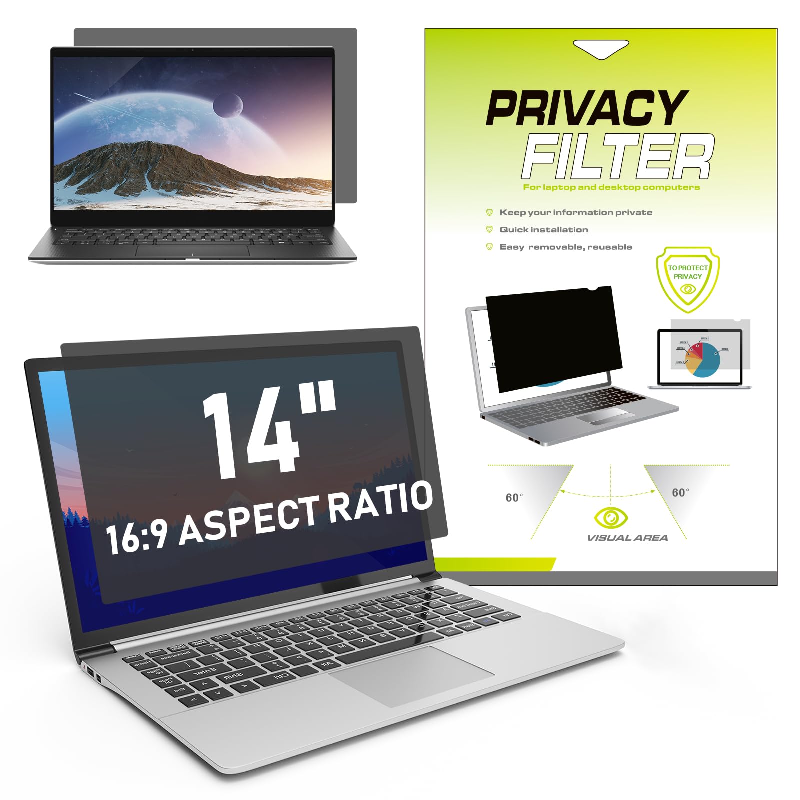 Sponsored Ad – Universal 14 Inch Laptop Privacy Screen Protector for 14" Laptops, Anti-Glare & Blue Light Filter, UV Protection, Privacy Screen Filter (12.2"x6.85") Reduces Eye Strain (16:9)