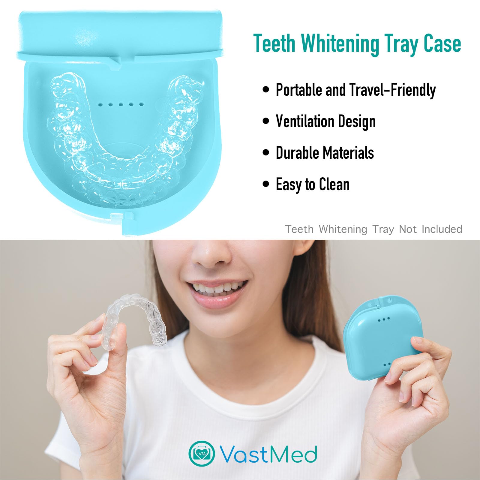 10 PCs Dental Grade Trapezoid Denture Bath Case by VASTMED | Blue Retainer Case Tooth Case Denture Box Denture Storage Boxes | Denture Cleaner Cup Travel Portable Denture Box for Home Office