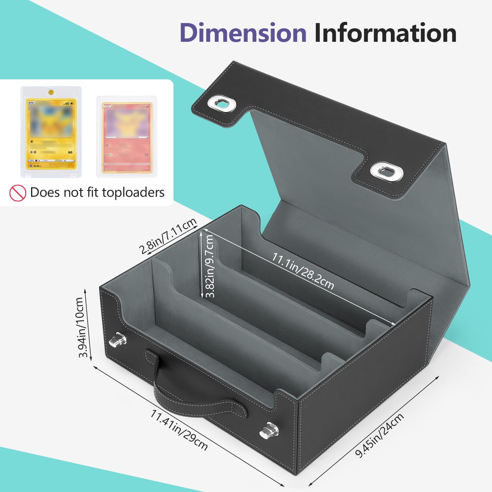 Euqvunn Deck Box avec poignée et verrou rotatif, peut contenir jusqu’à 2100 cartes sous pochette simple, inclut 4 supports de cartes et 12 séparateurs, compatible format 63 × 88 mm