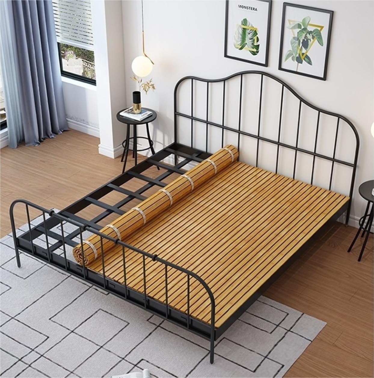 Colchón refrescante, tapete plegable para dormir de verano, base de cama de madera transpirable para máxima comodidad, diseño enrollable, 1,35 x 1,9 m, soporta la calidad del sueño