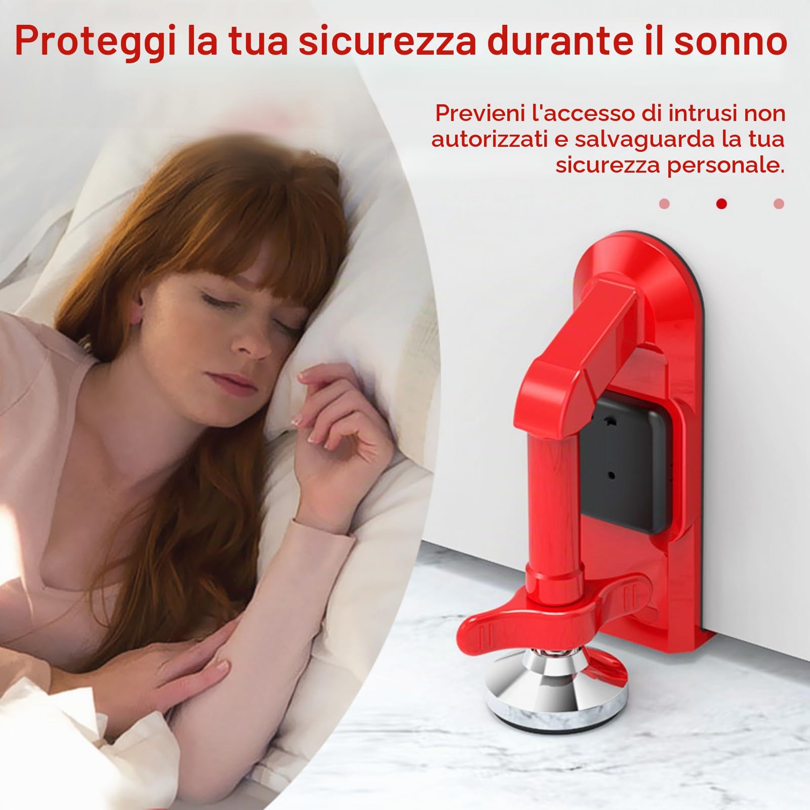 2 Pezzi Fermaporta Antifurto con Sirena d'Allarme, Fermaporte di Sicurezza Portatile con Allarme da 80 dB, Serratura di Sicurezza da Viaggio Serratura Antifurto Porta Protezione Antintrusione