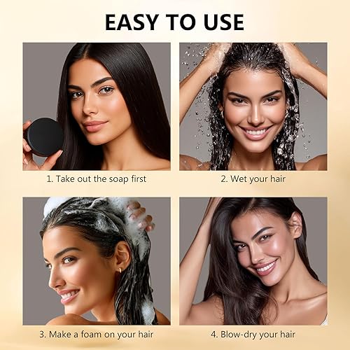 Miniatura 8 de Barra de jabón para cabello negro con carbón de bambú y extractos de hierbas, solución natural para cabello juvenil