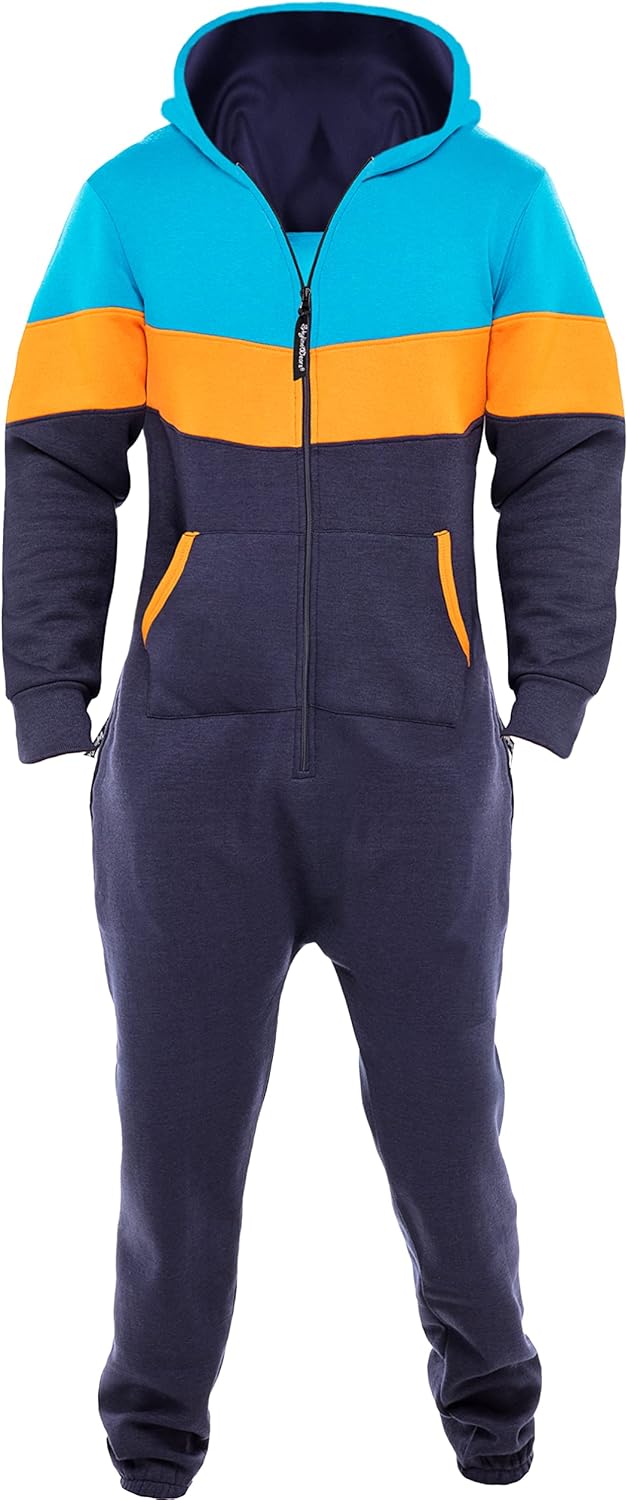 Skylinewears Mens Jumpsuit Non Footed Pajama Unisex One Piece Playsuit Adult Onesie With Hood