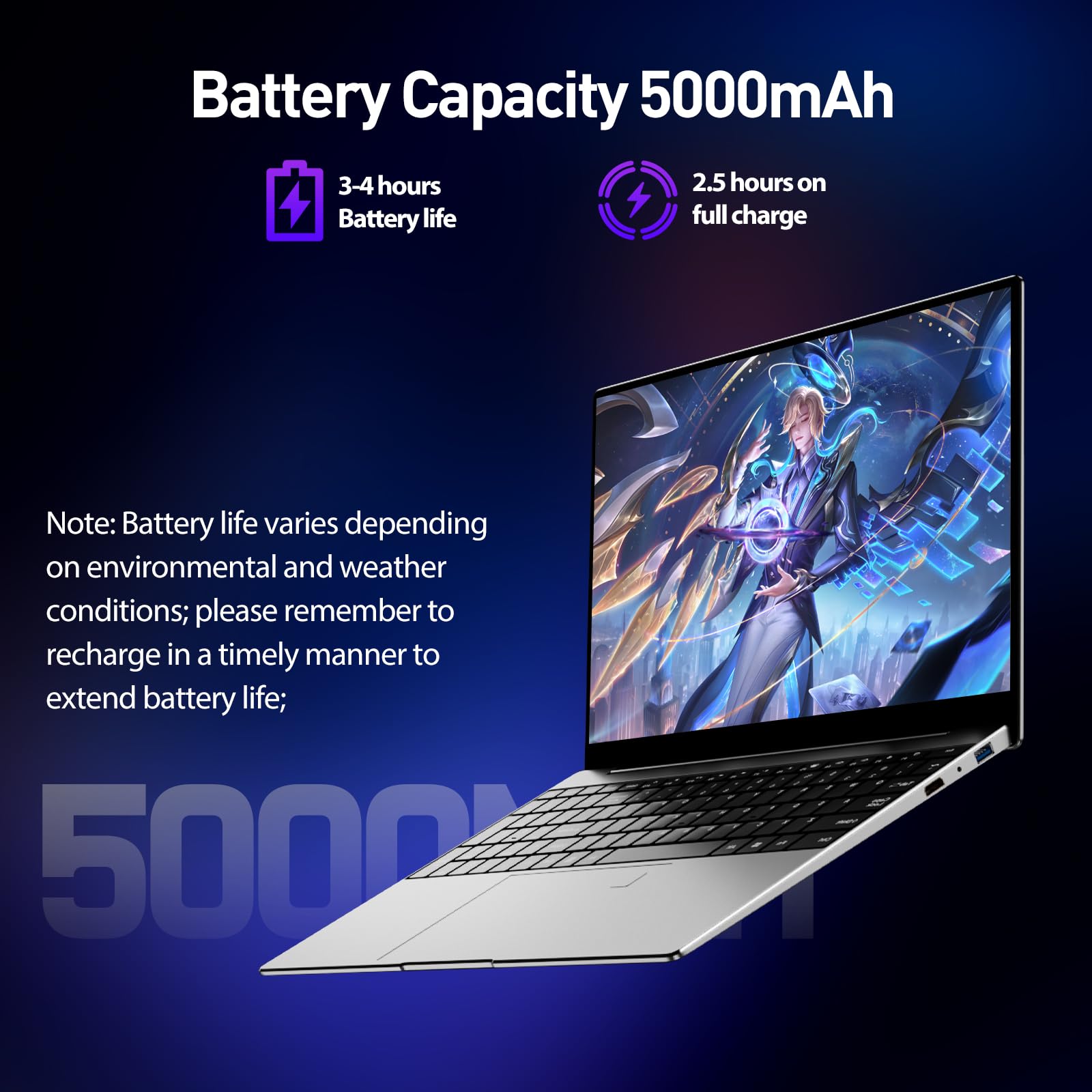 15.6 Inch Laptop Computer 8GB RAM 256GB SSD Win 11 Laptop, Core i3 Processor, 1080P FHD Display, Backlit Keyboard, Fingerprint, USB3.0,WiFi5,Mini HDMI, BT5,Webcam — view 8