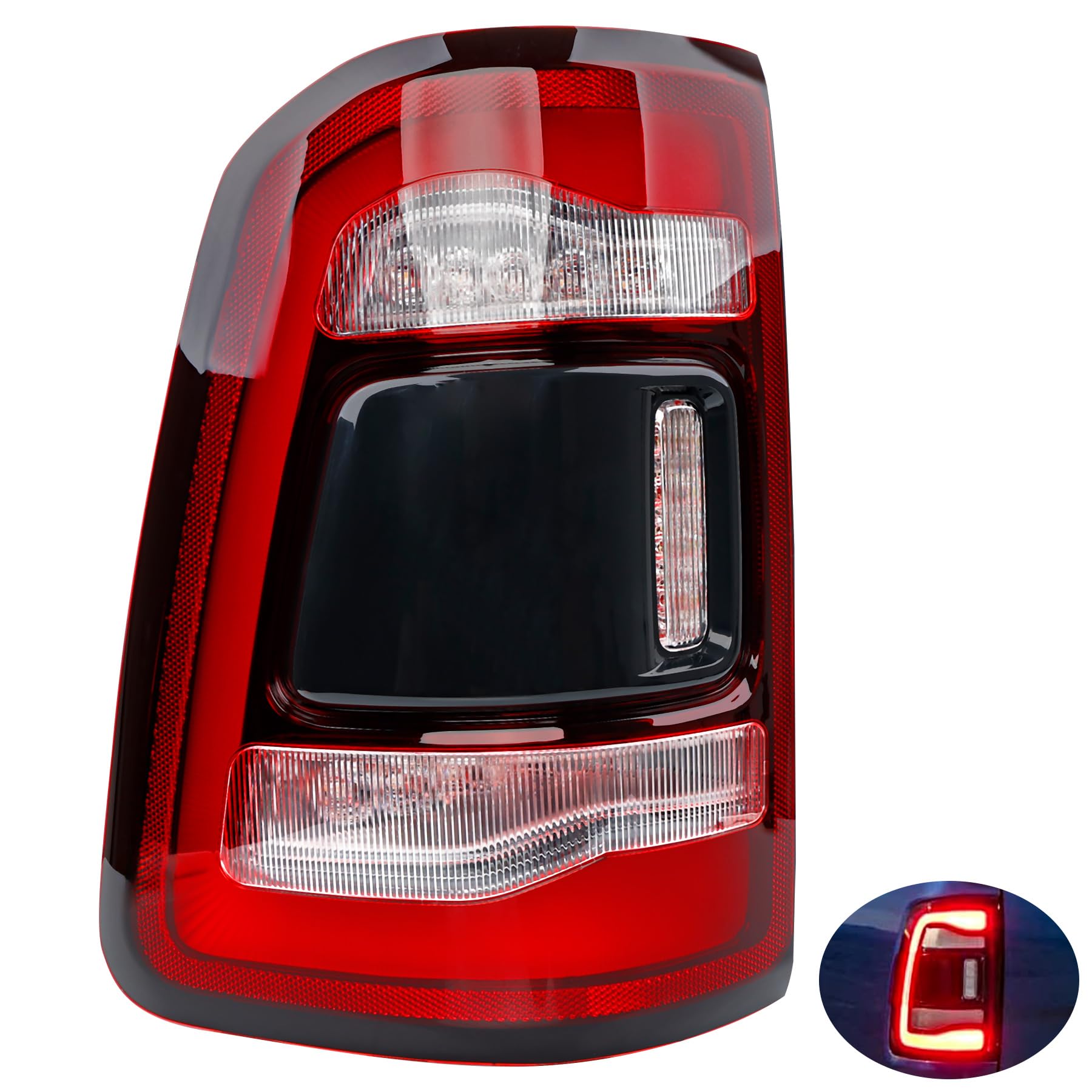 LED Taillamps - Brake Tail Lights Compatible with RAM 1500 2019-2024, Replace 55112993AB 55112993AC 55112993AD - LED Driving Reverse Lights Brake Turn Signal Lighting Rear Left Driver Side