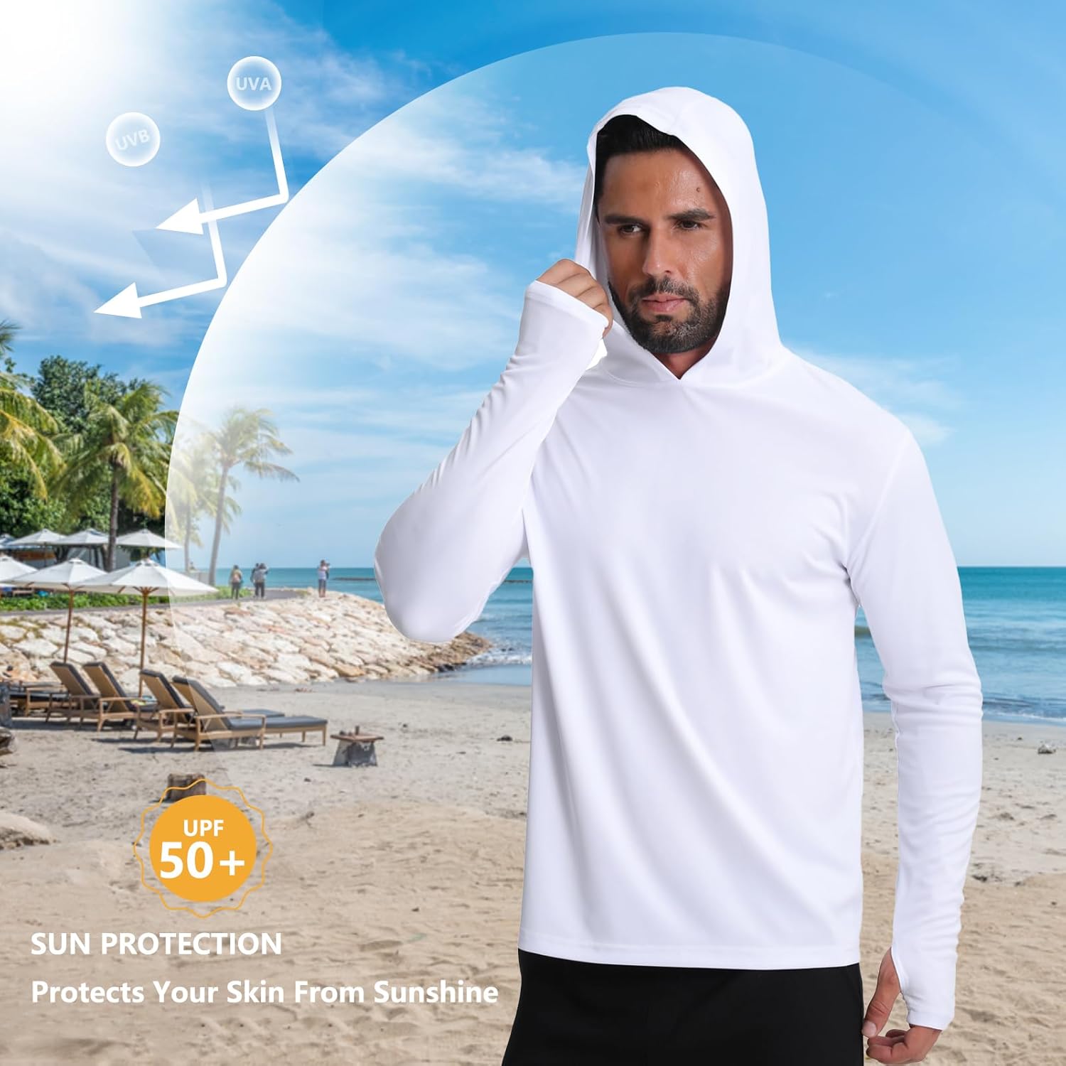 Men's Fishing Hoodie Shirts 4 Pack/5 Pack Sun Protection UPF 50+ Running Swimming Rash Guard Shirt - Image 4