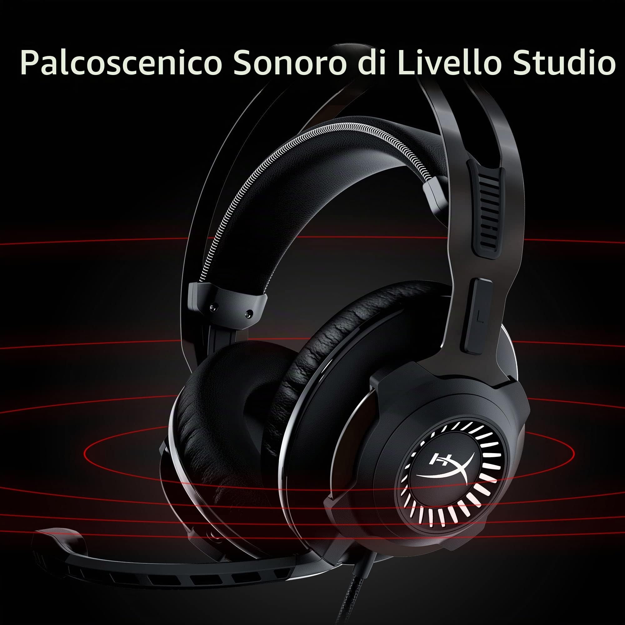 HyperX Cloud Revolver, Cuffie da Gaming, Connessione Cablata a 3,5 mm, Audio Surround 7.1, Telaio in Acciaio, Cuscinetti in Memory Foam Rivestiti in Similpelle, Adatto per PC e Console, Grigio