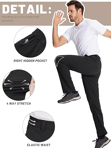 Miniatura 4 de TACVASEN Pantalones cargo de senderismo para hombre con 6 bolsillos, ligeros, resistentes al agua, de secado rápido, pantalones de trabajo tácticos