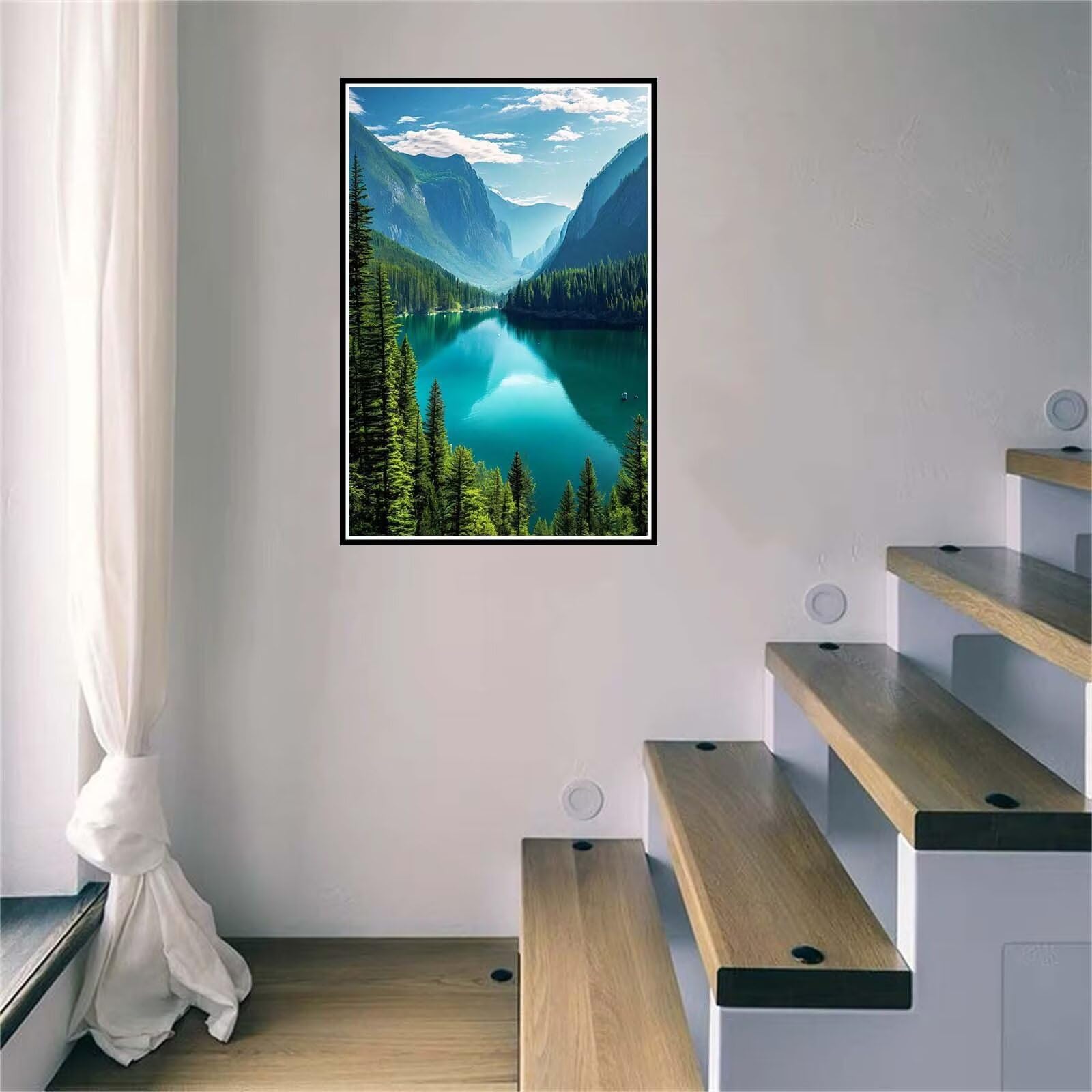 Seen Landschaft Diamond Painting Erwachsene 80x100cm, DIY 5D Diamant Painting Bilder Malen Nach Zahlen Set, Diamond Art Full Drill Kinder Diamant Malerei Kunst Basteln für Home Wand Dekorieren Y-171
