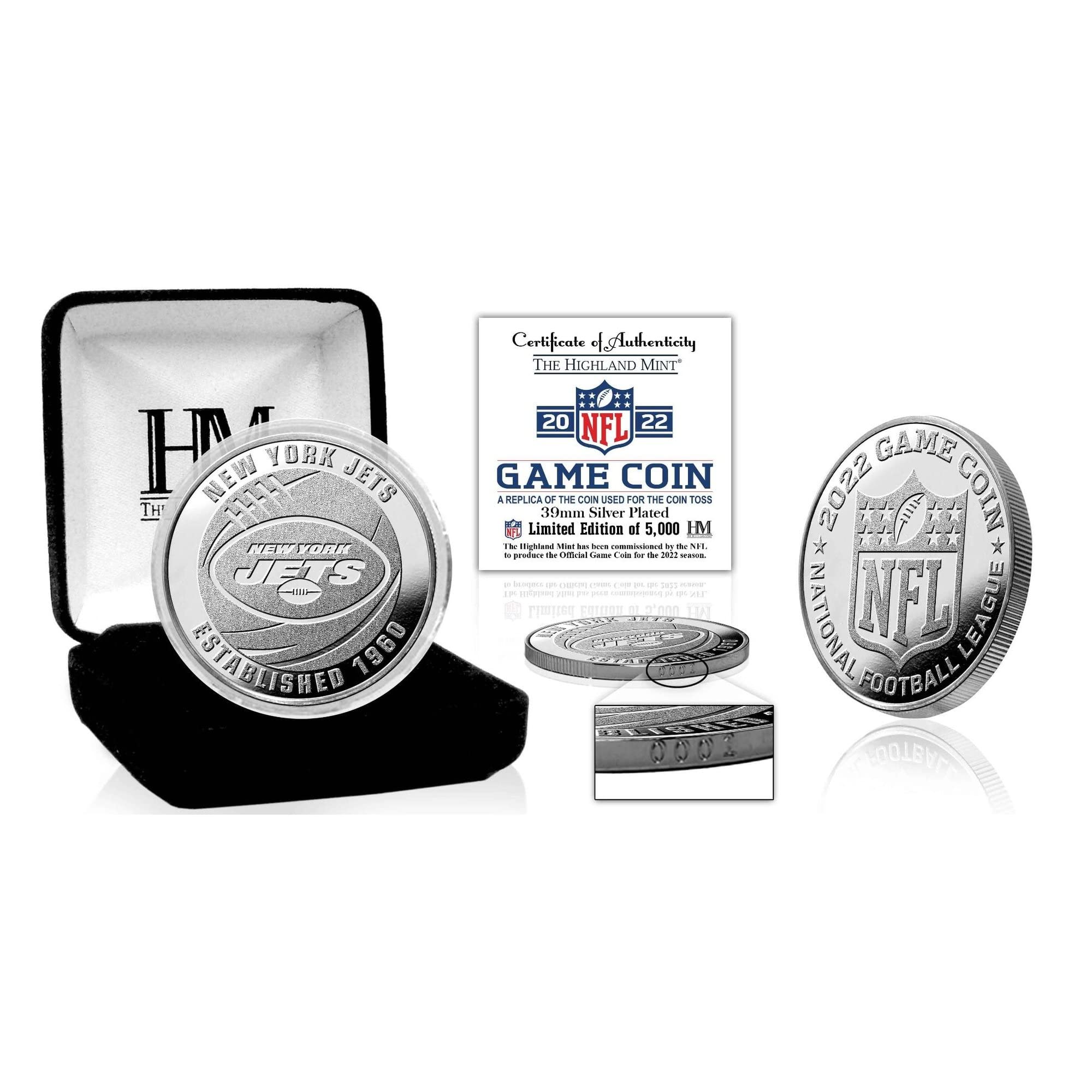 Highland Mint NFL New York Jets 2022 Game Coin (39mm) Münze, Silber