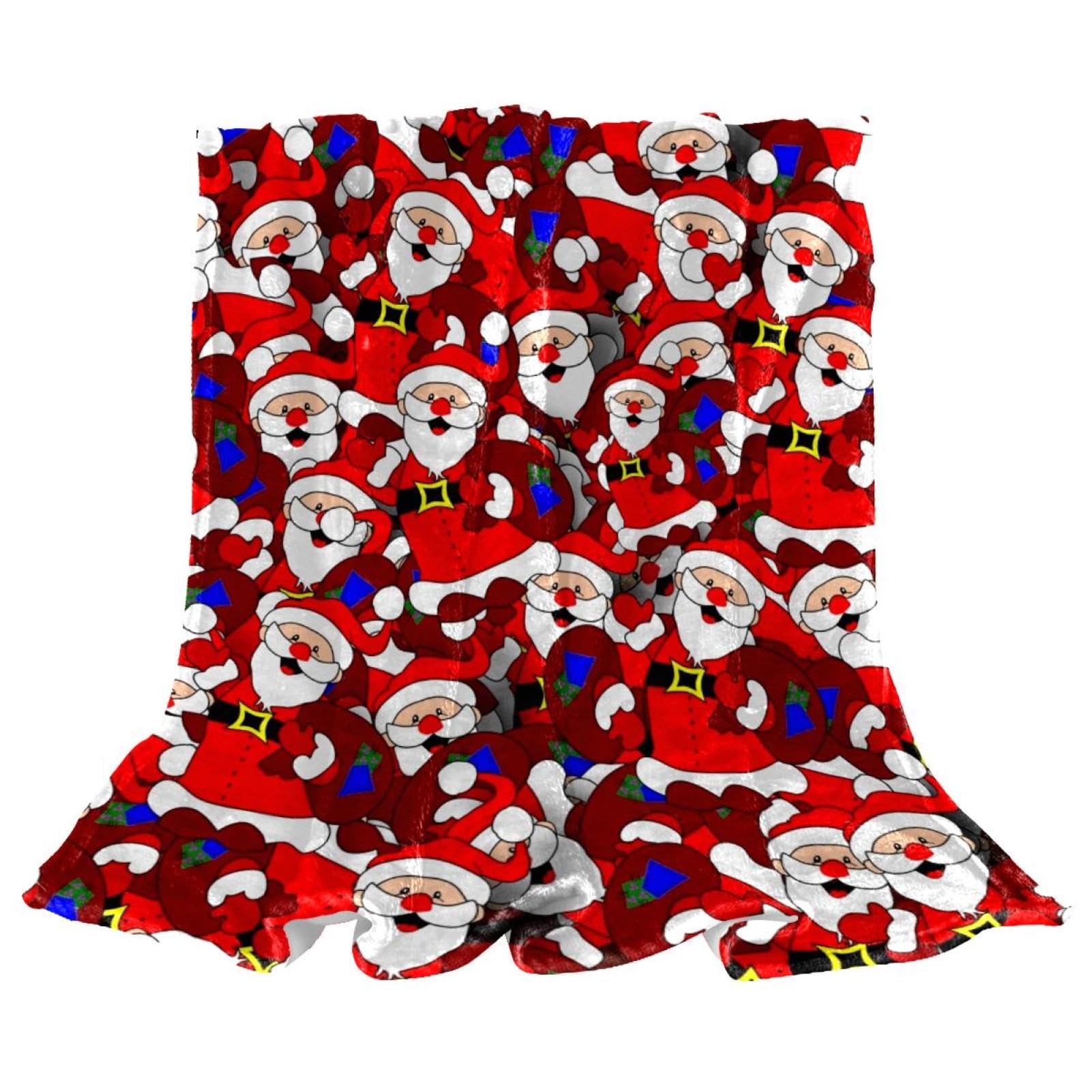 Couverture polaire microfibre chaude et douce de 150x130cm style Père Noël