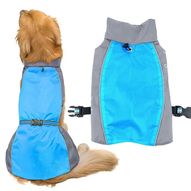 Foto 2 de 8 de Zunea Impermeable Chubasqueros para Perros Grande Mediano Reflectante Chaleco Ligero con Forro de Malla…