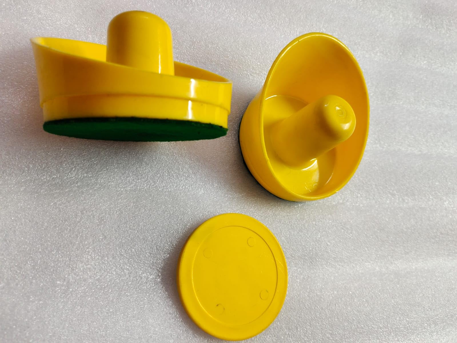 LGB Set of Two Yellow Air Hockey Pushers or Pucks 2