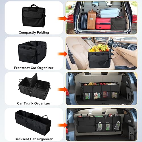 Miniatura 6 de Organizador de maletero de automóvil para SUV con tapa, 60 L, organizador plegable para maletero de asiento trasero, organizador de gran capacidad,