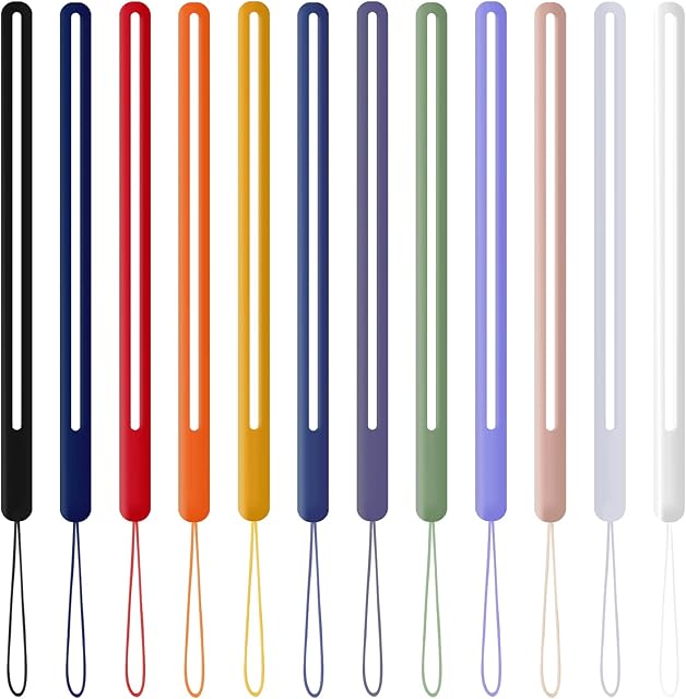 Cobee Hand Wrist Strap Lanyard, 12 Pcs Silicone Phone Lanyard Straps Cell Phone Wrist Lanyard Strap Colorful Wrist Lanyard for Universal Mobile Phone USB Drive Keychains Wallet Mp3 Mp4 Cameras Badge