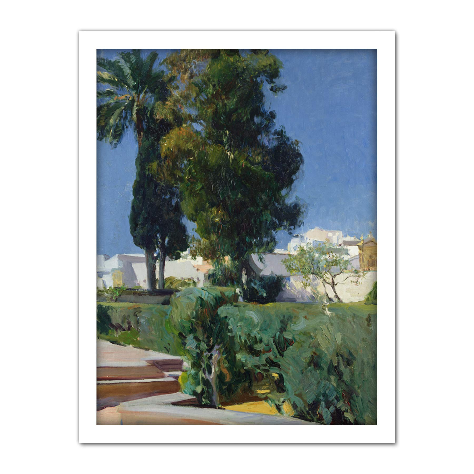 Artery8 Joaquin Sorolla Corner Garden Alcazar Sevilla Painting Artwork Framed Wall Art Print 18X24 Inch
