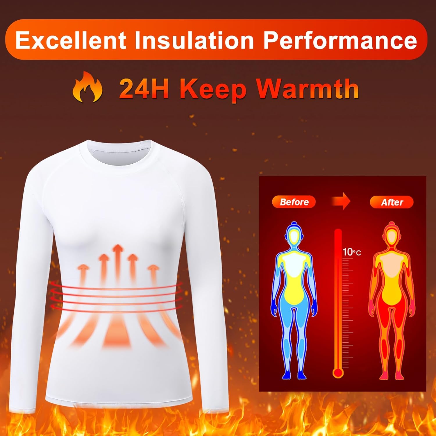 HYCOPROT 4 Pack Women's Thermal Compression Shirts Long Sleeve Fleece Lined Athletic Tops Winter Baselayer Workout Underwear - Image 4