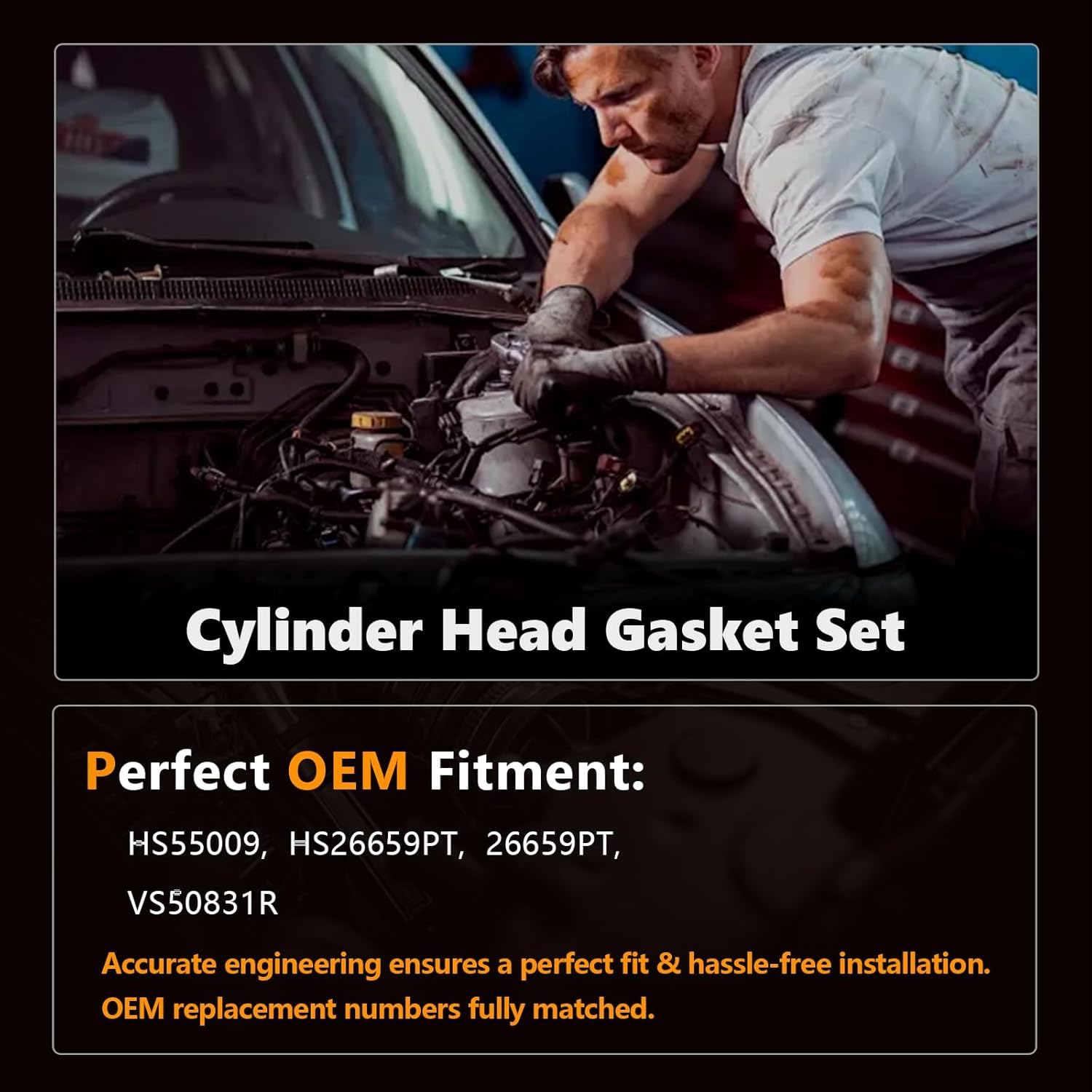 AUCERAMIC VS50831R Cylinder Head Gasket Set Fit for 2013-2018 Nissan Altima for 2014-2020 Nissan Rogue 2.5L Valve Cover Gasket HS55009 HS26659PT