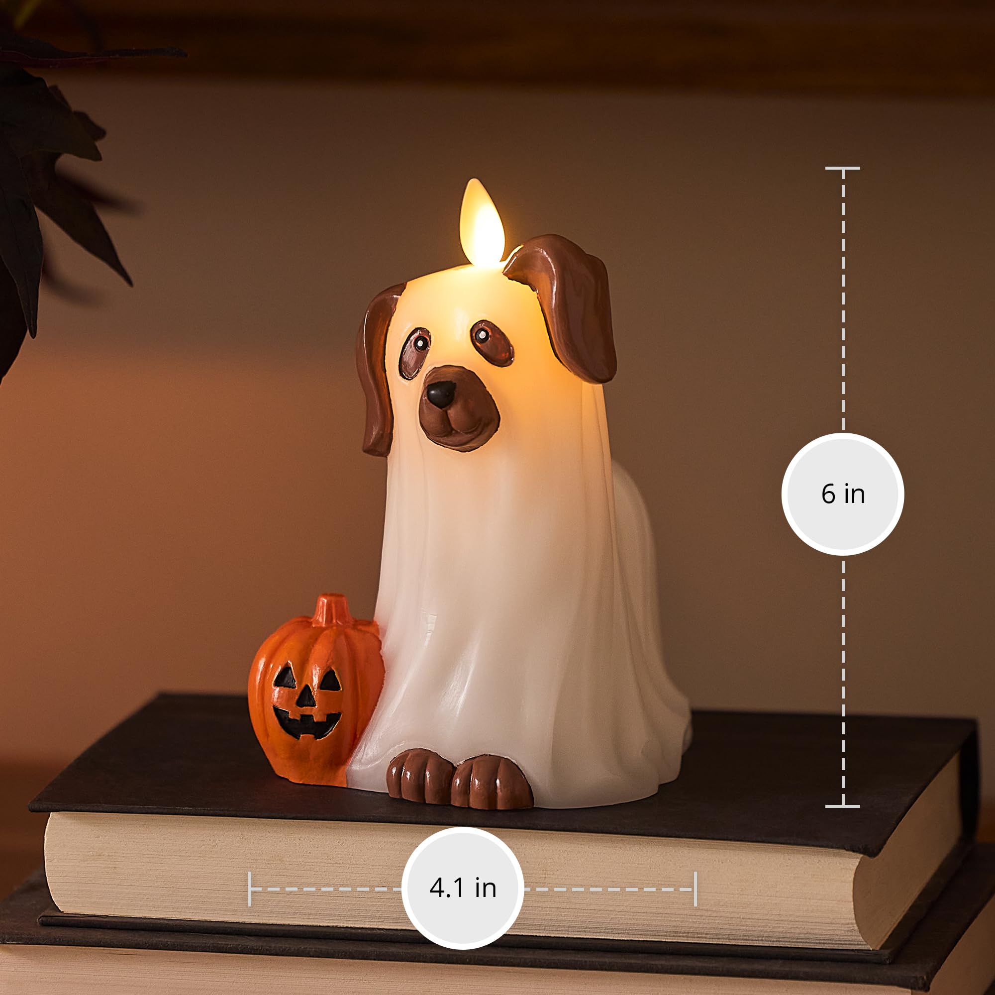 Amazon.com: Luminara Flameless Halloween Ghost Dog Candle 3.5