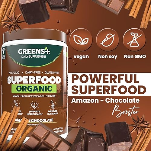Miniatura 10 de Greens+ Superalimento orgánico de bayas silvestres en polvo, polifenol antioxidante, mezcla para patada matutina, energía, impulso de vitalidad,