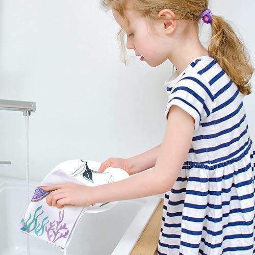 Miniatura 8 de Bencailor 4 toallas decorativas de cocina, toallas de mano absorbentes de 24 x 16 pulgadas, toalla de té de sirena y mariposa, mármol, toalla de