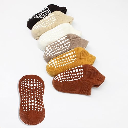 Miniatura 3 de bistyle Calcetines tobilleros antideslizantes para bebés, 6 pares, suela antideslizante, calcetines de algodón sin costuras para niños y niñas