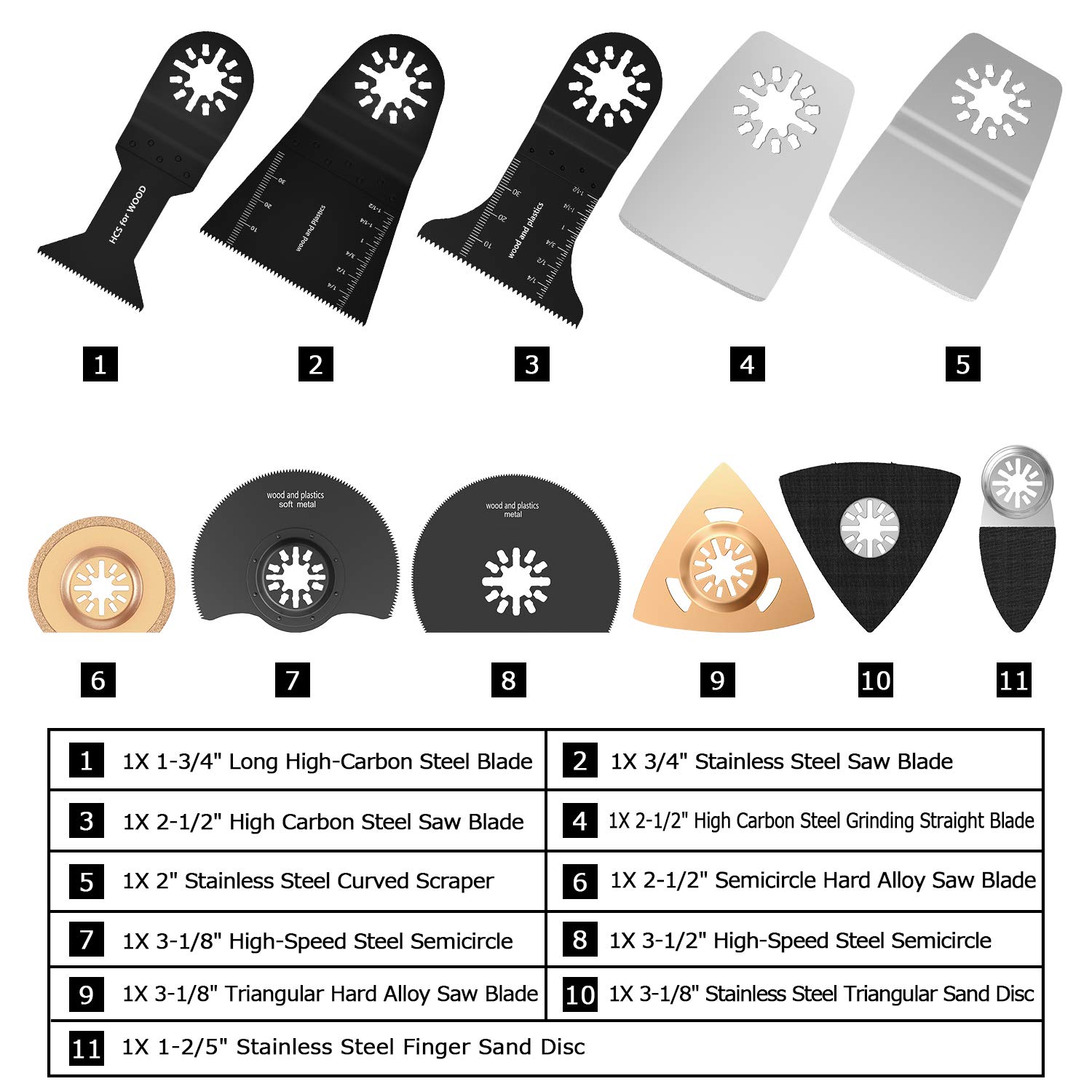 Lot de 100 accessoires oscillants, set de lames et outils multifonctions pour Fein Multimaster Dremel Dewalt Makita Einhell