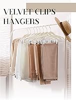 Vista 5 de Cozymood Perchas de Terciopelo para Faldas 36 Paquetes Perchas Ultra Delgadas con Clips Perchas de Terciopelo Antideslizantes para Pantalones