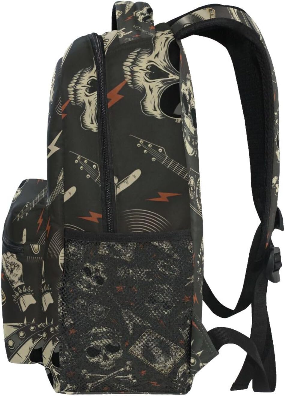 ALAZA Punk Skull Rolk Music & Guitar Large Backpack Personalized Laptop iPad Tablet Travel School Bag with Multiple Pockets