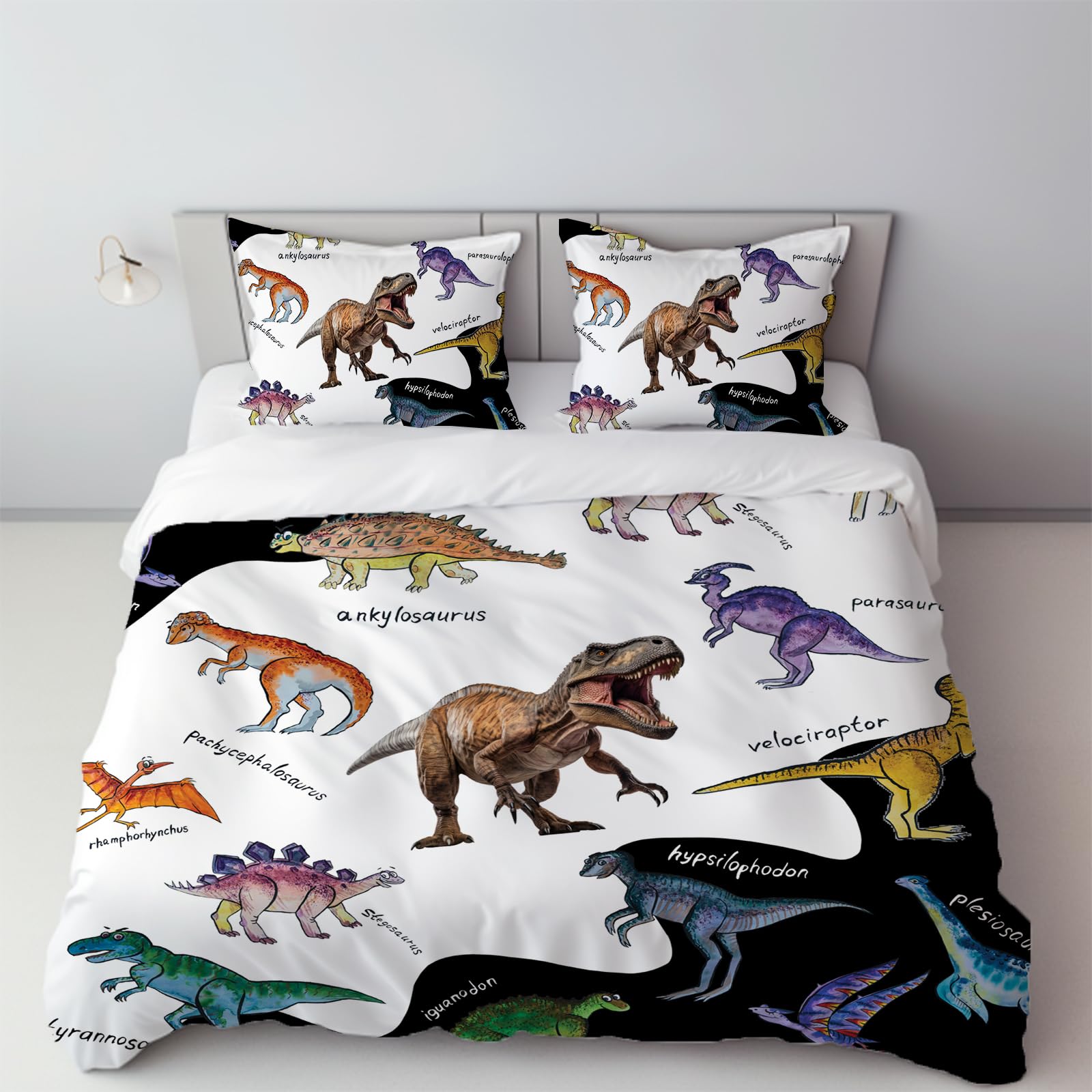 HAVOP Dinosaur Bedding Set Duvet Cover Set Single Size For Kids Boys Teens Room Decor Soft Comforter Cover Quilt Cover Set including Pillowcases