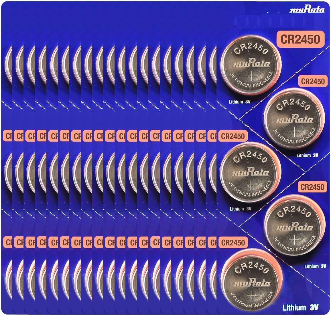 Murata CR2450 Battery DL2450 ECR2450 3V Lithium Coin Cell (100 Batteries)