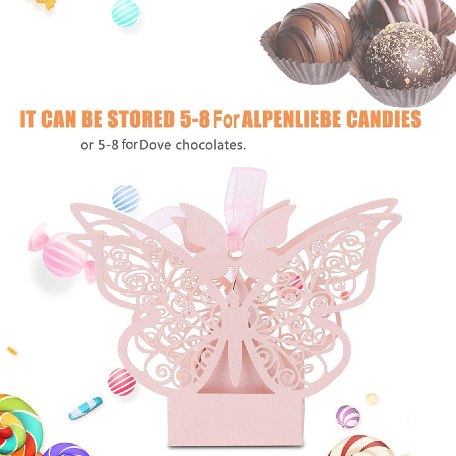 Mimdixy 100 Pezzi Scatole Regalo Bomboniere Per Feste Di Nozze,delicate Scatole Per Caramelle A Forma Di Farfalla, Bomboniere Bomboniere Decorazioni Nuziali Per Feste Di Compleanno Forniture(rosa)
