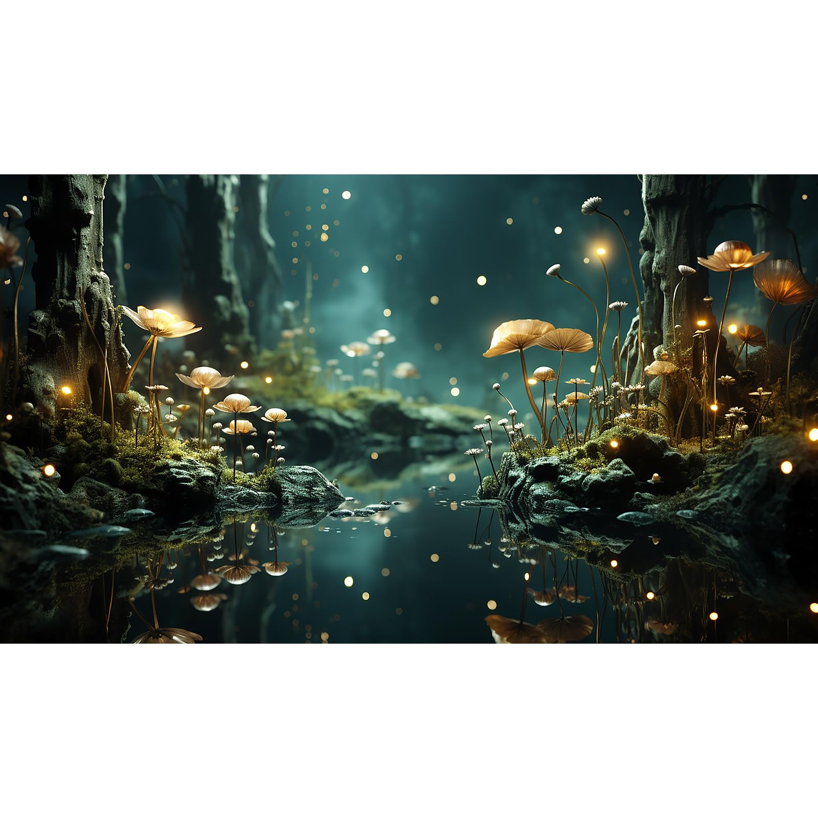 Fantasy Aquarium Background Rock Flowers Tranquil Water Scene Terrarium Backdrop Fantasy Lights Fish Tank Background Reptile Habitat Backdrop Aquarium Poster Wallpaper Decor Vinyl 72x16in