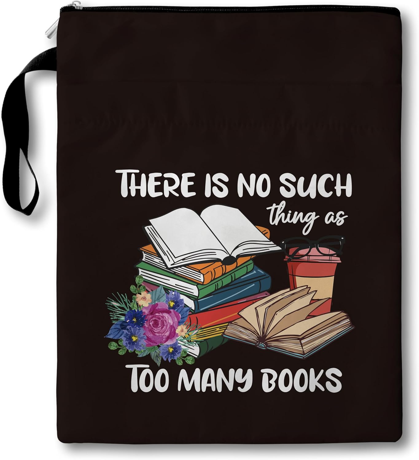 Book Club Gifts Bag, There is No Such Thing As Too Many Book Sleeves with Zipper, 11×9 Inch Washable Book Covers for Paperbacks, Book Cover Bag Gifts for Women Bibliophile Reader Bookish, A024