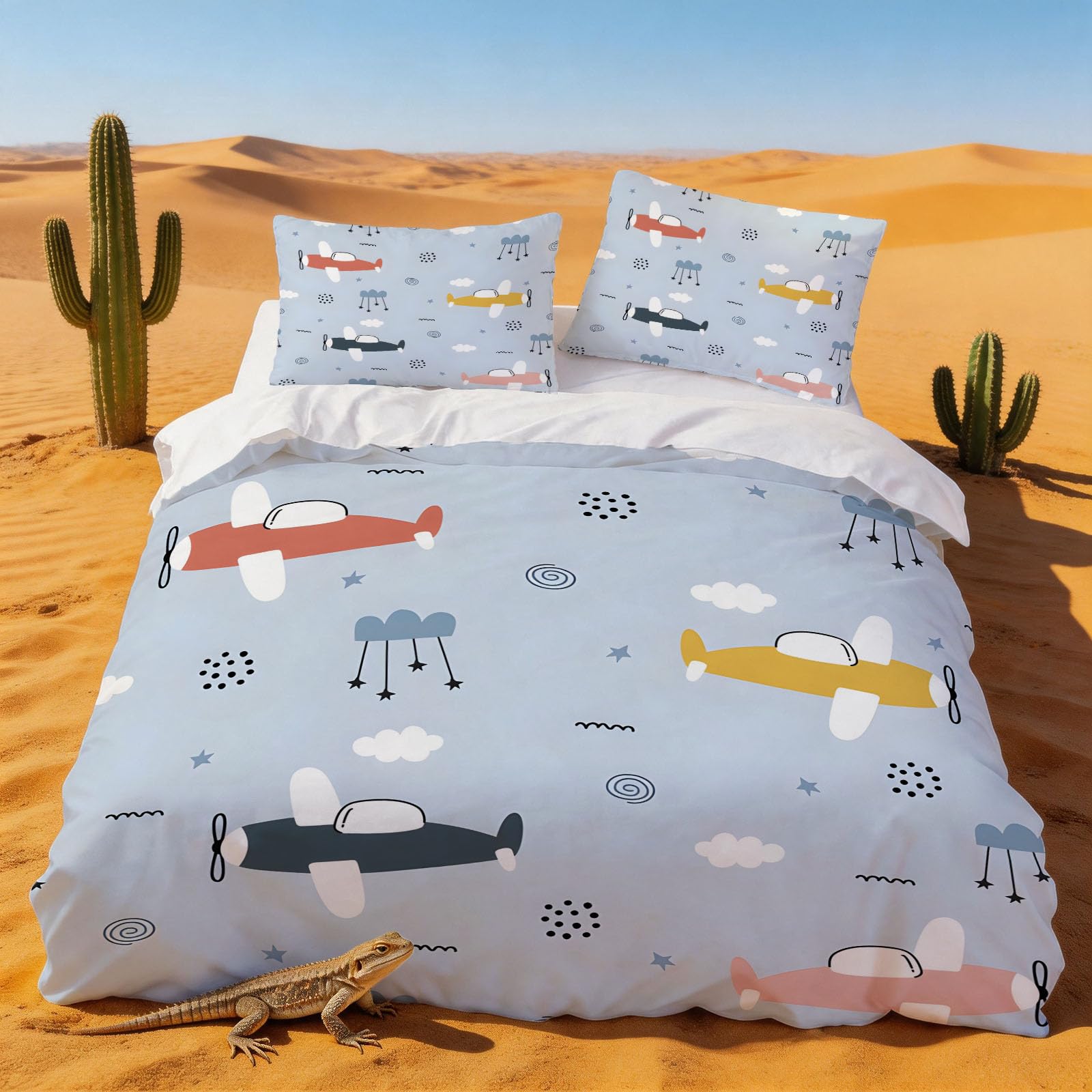 Set de housse couette microfibre doux 220x240 imprimé dessin animé 2 personnes