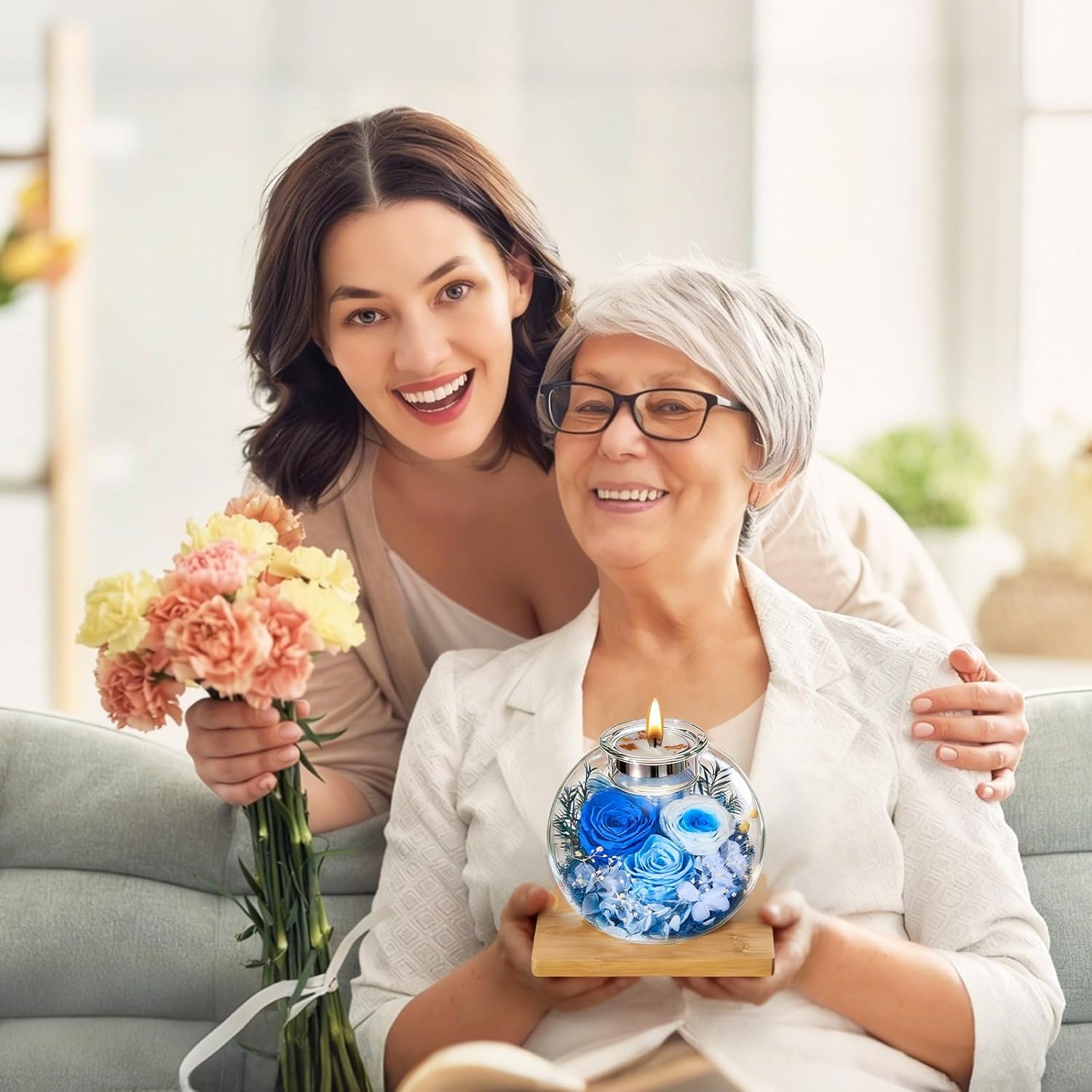 Valentines Day Rose Gifts for Her Birthday Gift for Women Mom Flowers for Delivery Preserved Flowers Forever Eternal Rose in Glass Dome with Scented Valentine Gifts for Daughter Wife Girlfriend, Blue - Image 3